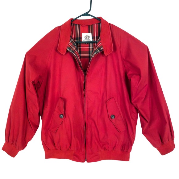 Maus & Hoffman Harrington Jacket Mens XL Red Plaid Lined Cotton Made in Scotland - Picture 3 of 16